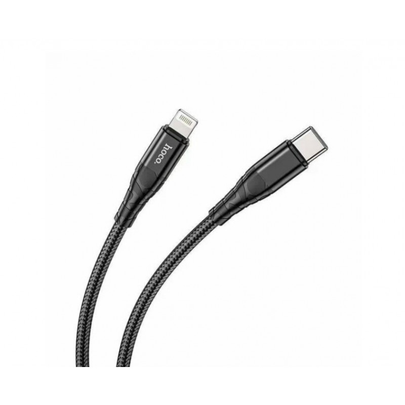Кабель Hoco. DU02 Max  / Type-C  -  Lightning / для смартфонів 1 метр / Нейлонове сплетіння / Чорний