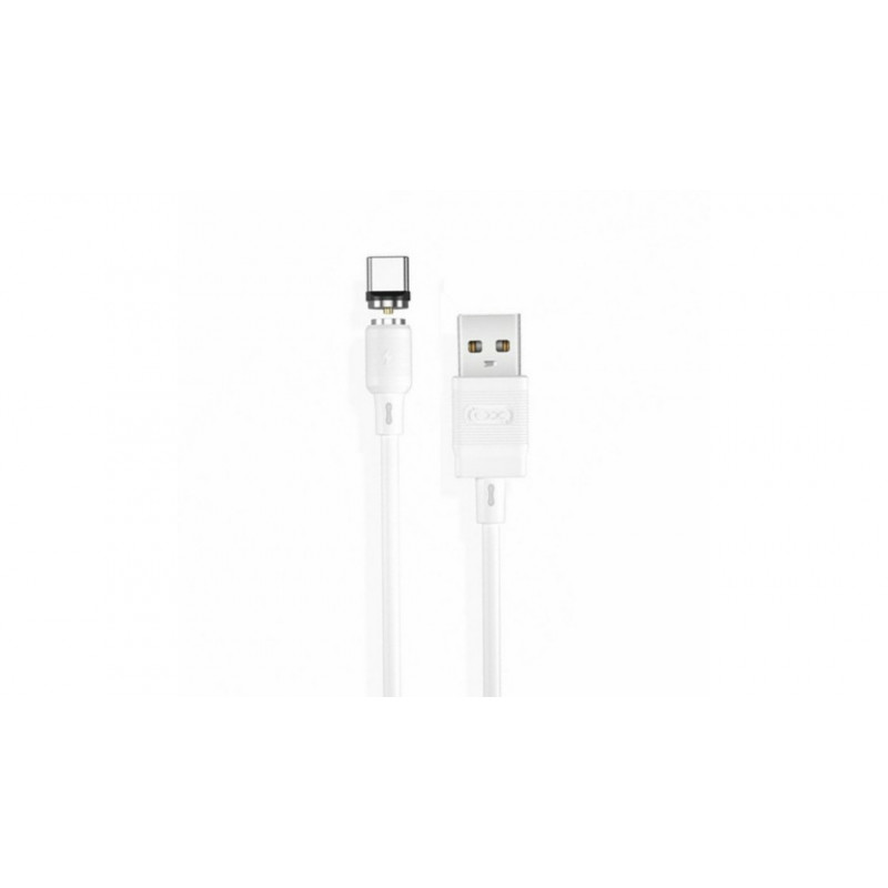 Магнітний кабель Type-C - USB / XO-NB187 / Круглий / 360 Градусів / 100 см. / Білий