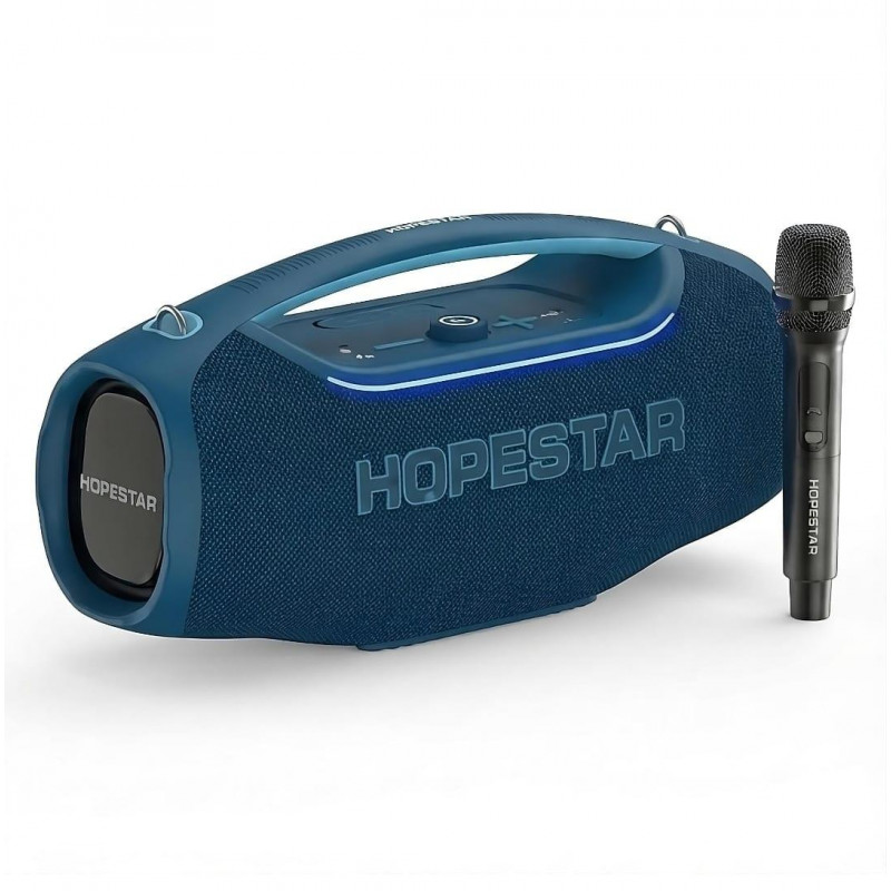 Блютуз колонка для вечірок з мікрофоном і підсвіткою HOPESTAR A60 Ultra / 450 ват / Синя