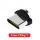 Магнітний круглий конектор Type C USB TOPK для кутового кабеля