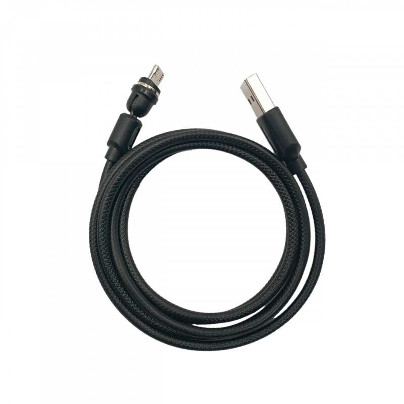 Магнітний кабель USLION 2 в 1 / Micro - USB / 540 градусів / Круглий / 100 см. / Чорний