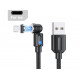Магнітний кабель USLION 2 в 1 / Lightning (Iphone) - USB / 540 градусів / Круглий / 200 см. / Чорний