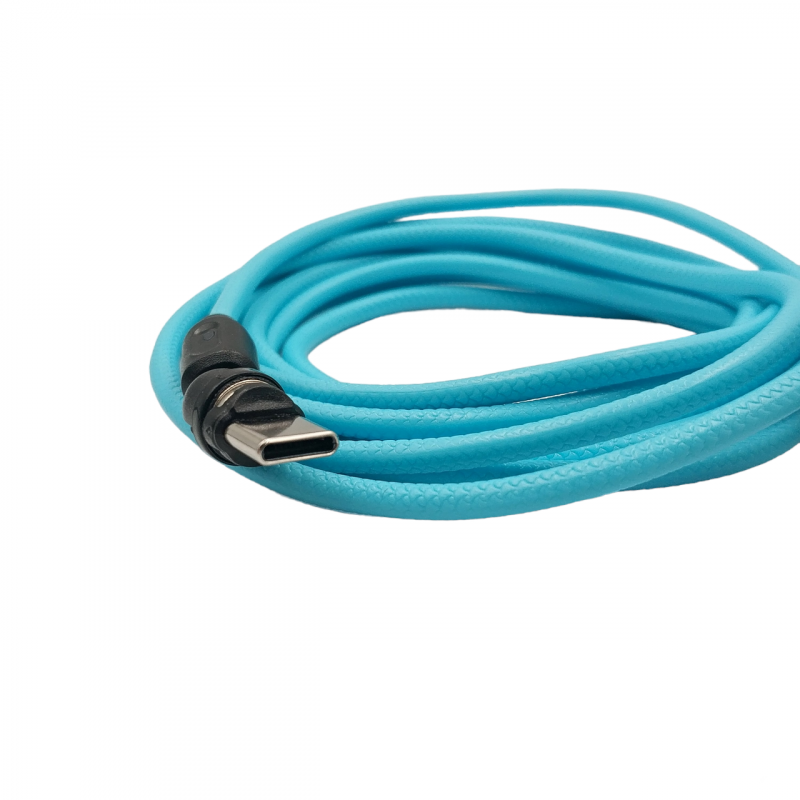 Магнітний кабель USLION 2 в 1 / Type-C - USB / 540 градусів / Круглий / 200 см. / Блакитний