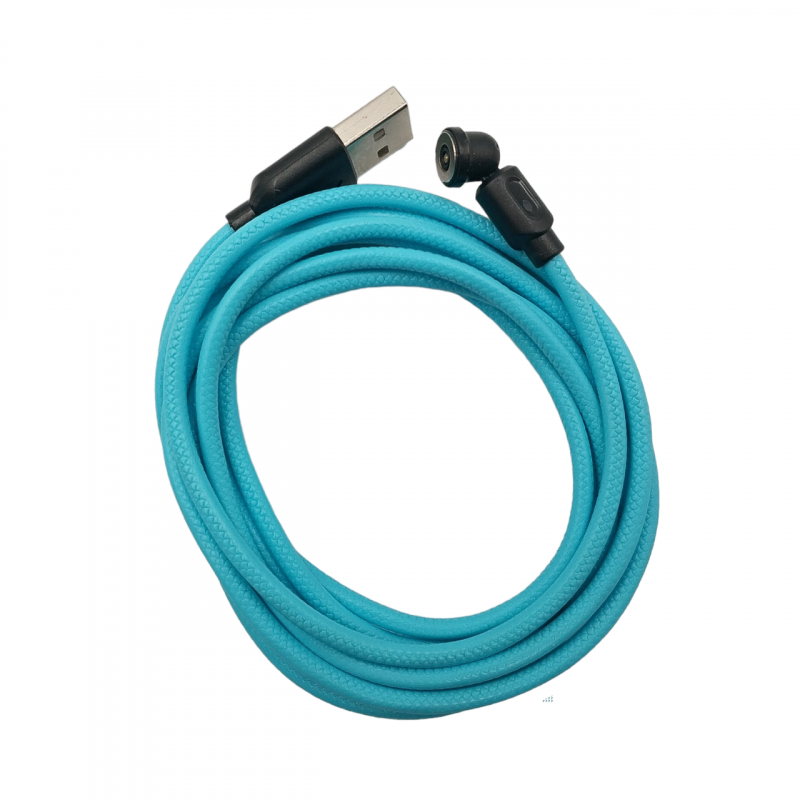 Магнітний кабель USLION 2 в 1 / Micro - USB / 540 градусів / Круглий / 200 см. / Блакитний