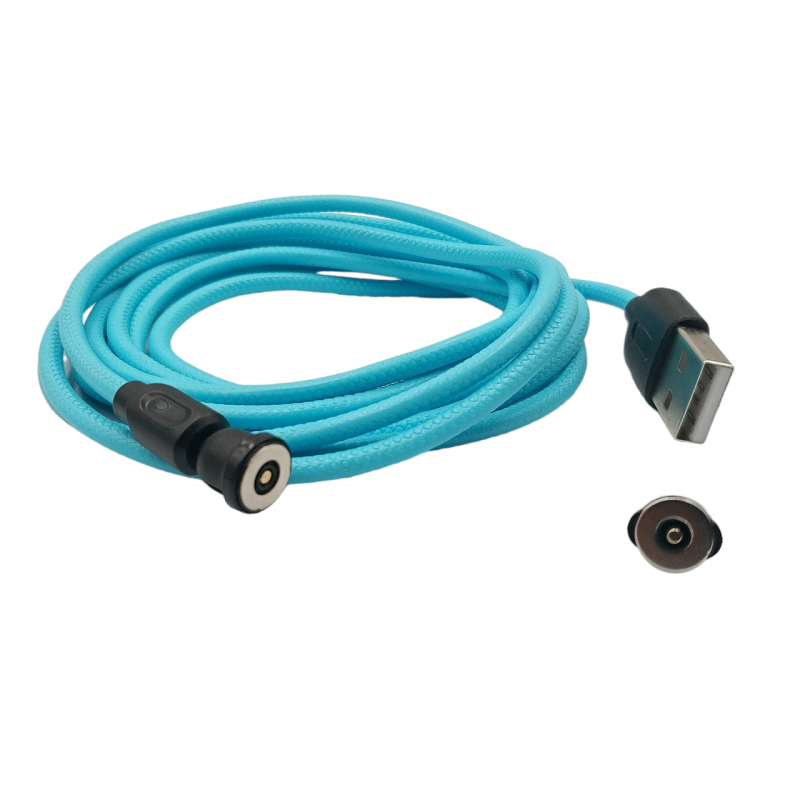 Магнітний кабель USLION 2 в 1 / Micro - USB / 540 градусів / Круглий / 200 см. / Блакитний