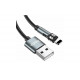 Магнітний кабель Hoco U94 2 в 1 / Lightning (Iphone) - USB / 540 градусів / Круглий / 120 см. / Чорний
