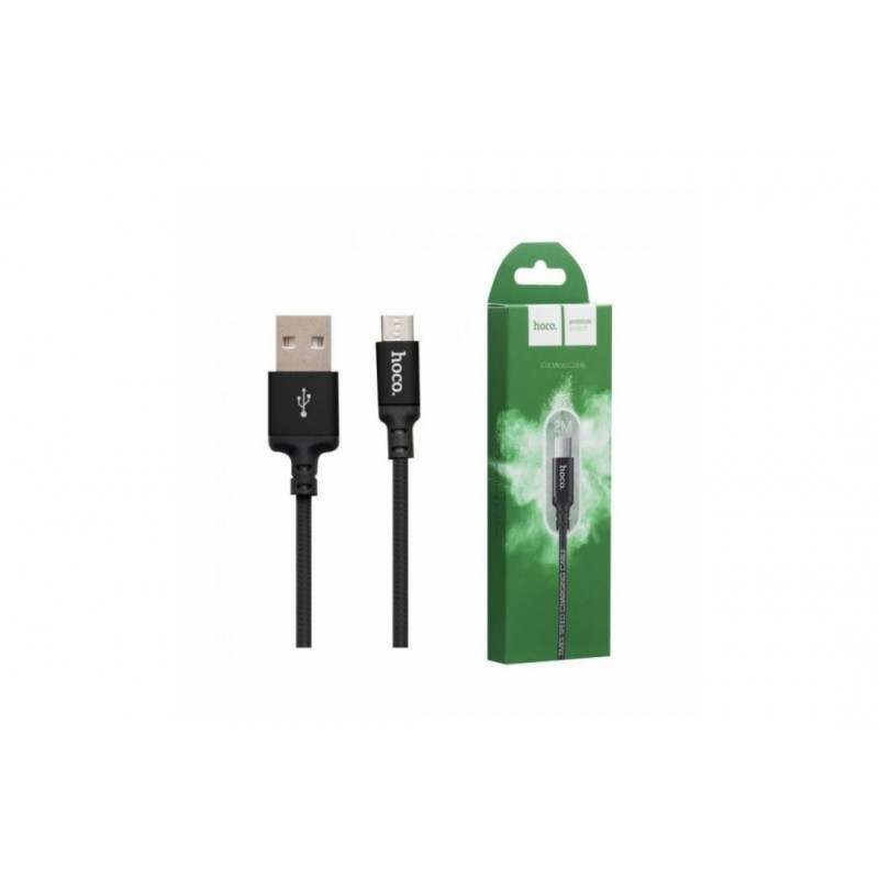 Кабель Hoco. X14 / Micro - USB / Нейлонове сплетіння / 2 метра / Чорний