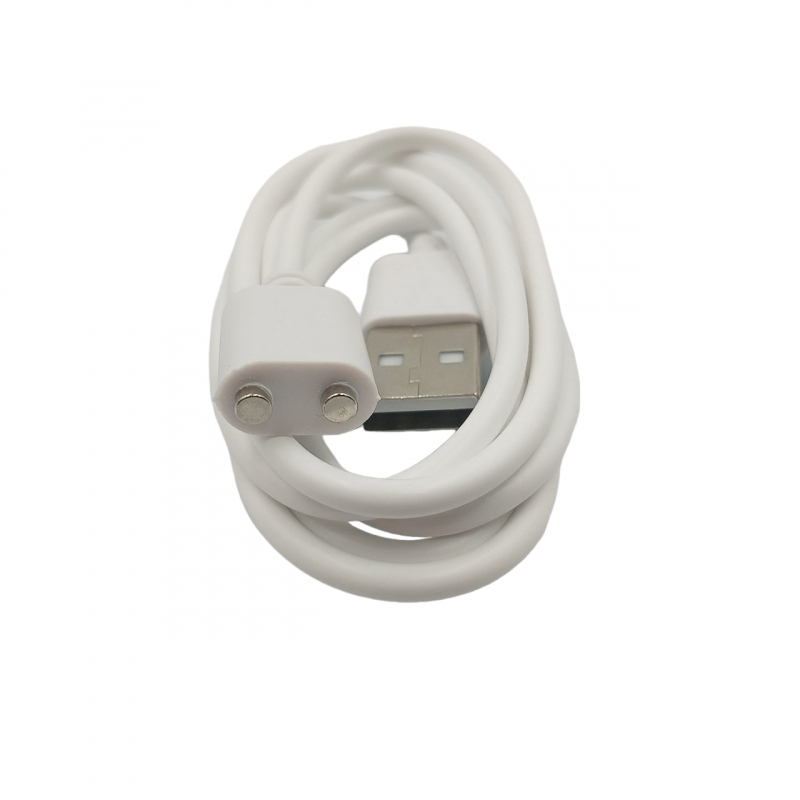 Зарядний магнітний USB кабель для масажерів та інших портативних пристроїв / 80 см. -  7 мм. / Білий