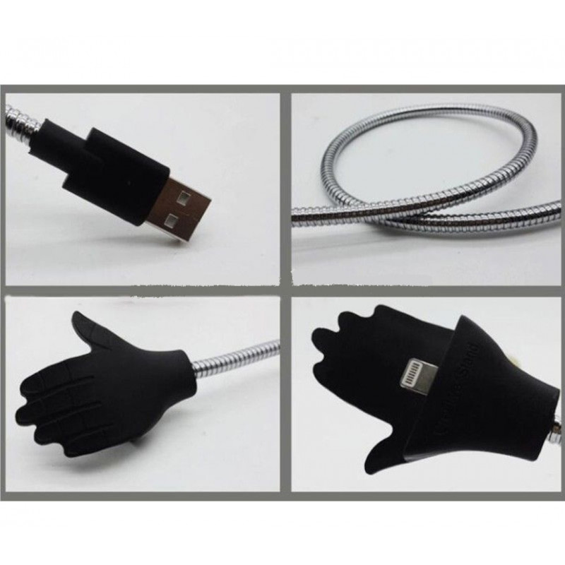 Зарядний гнучкий металевий кабель Cable Data Coil Brace для для iPod mini / Сірий