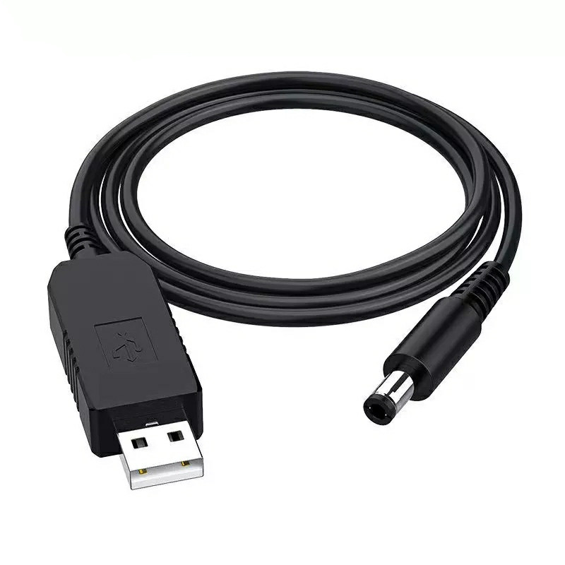Кабель для живлення роутерів та інших пристроїв 5.5 * 2.5 мм. / USB 5 вольт на DC 9 вольт / 100 см. / Чорний