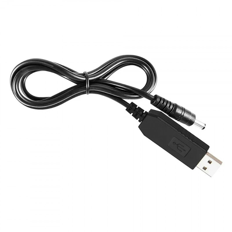 Кабель для живлення роутерів та інших пристроїв 5.5 * 2.5 мм. / USB 5 вольт на DC 12 вольт / 100 см. / Чорний