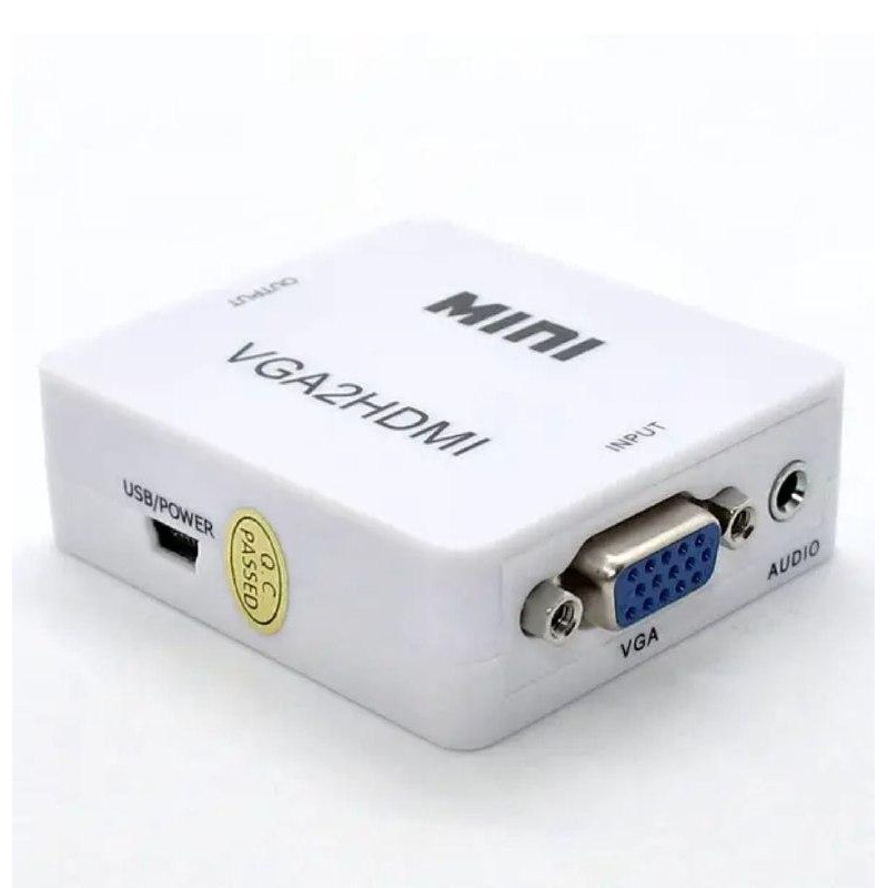 Конвертор для передачі відео і аудіо сигналу / Mini VGA2HDMI / Білий