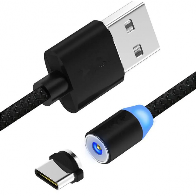 Магнітний кабель Type C X-Cable / Круглий 360 градусів / Чорний