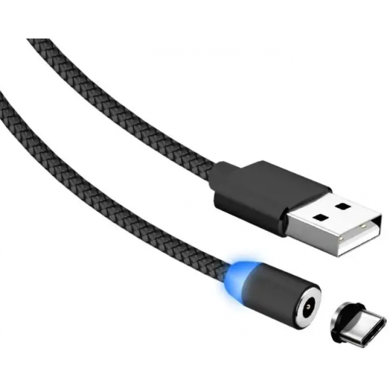 Магнітний кабель Type C X-Cable / Круглий 360 градусів / Чорний