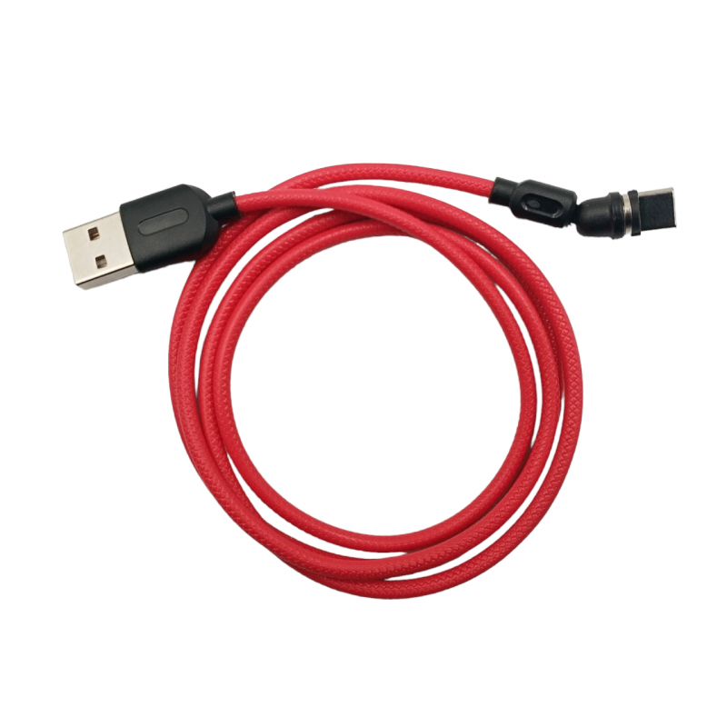 Магнітний кабель USLION 2 в 1 / Type-C - USB / 540 градусів / Круглий / 200 см. / Червоний