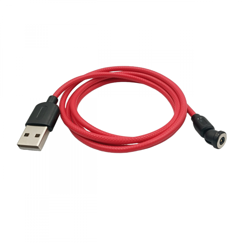 Магнітний кабель USLION 2 в 1 / Type-C - USB / 540 градусів / Круглий / 200 см. / Червоний