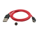 Магнітний кабель USLION 2 в 1 / Lightning (Iphone) - USB / 540 градусів / Круглий / 200 см. / Червоний
