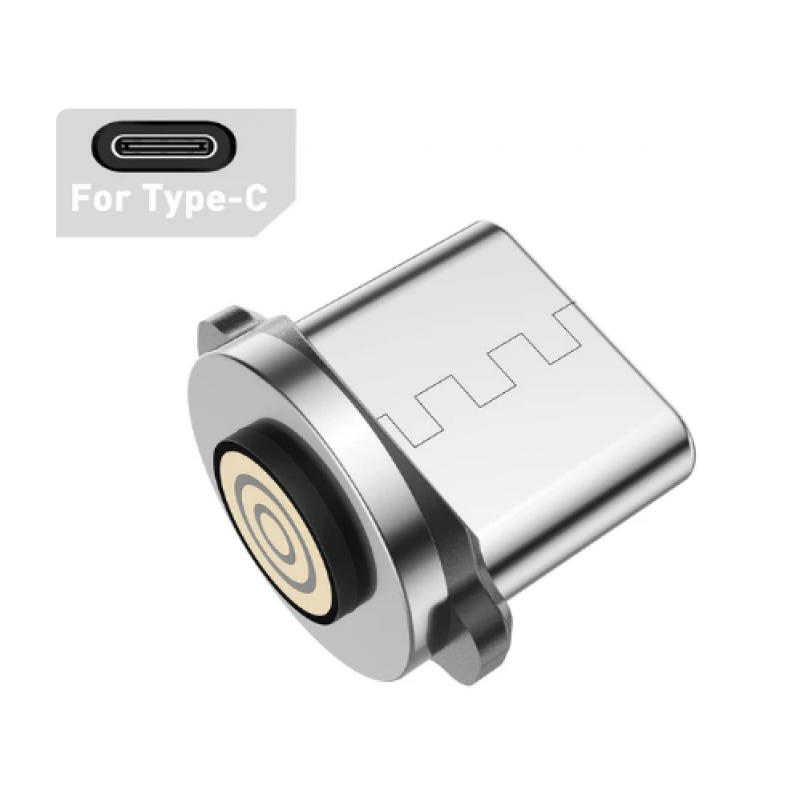 Магнітний кабель USLION 2 в 1 (Швидка зарядка 5A) / Type-C - USB / 540 градусів / Круглий / 100 см. / Чорний
