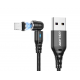 Магнітний кабель USLION 2 в 1/(Швидка зарядка 5A)Lightning (Iphone)/ 540 градусів / Круглий / 100 см. / Чорний
