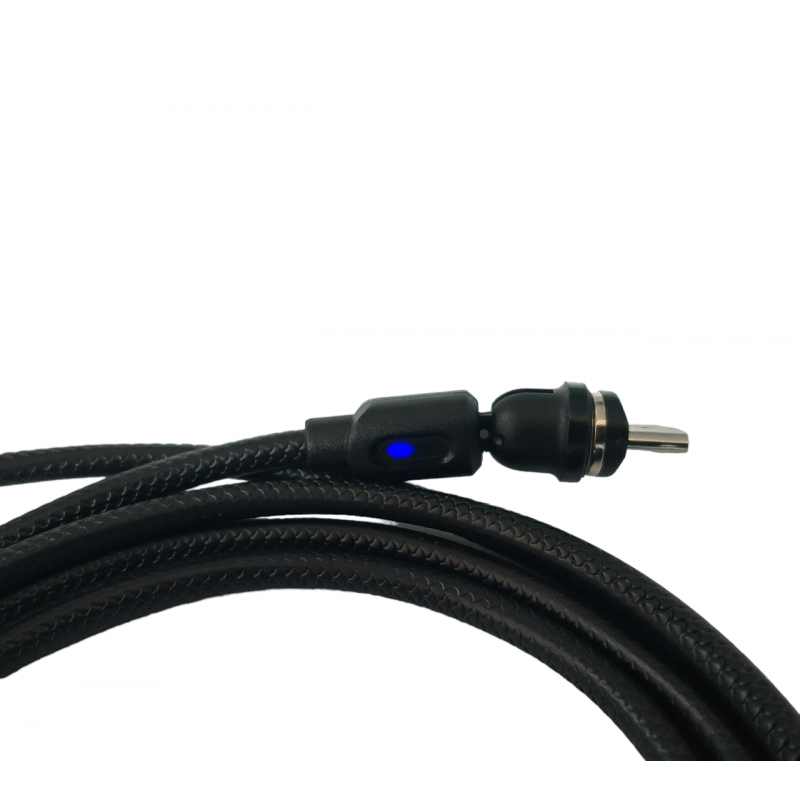 Магнітний кабель USLION 2 в 1/(Швидка зарядка 5A)Lightning (Iphone)/ 540 градусів / Круглий / 100 см. / Чорний