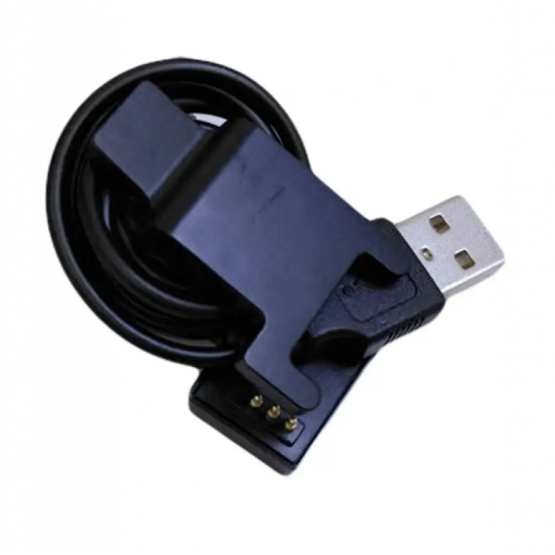 Адаптер USB кабель для смарт-годин на 3 контакти (3 мм) 30 см./ Зажим для зарядного пристрою / Чорний