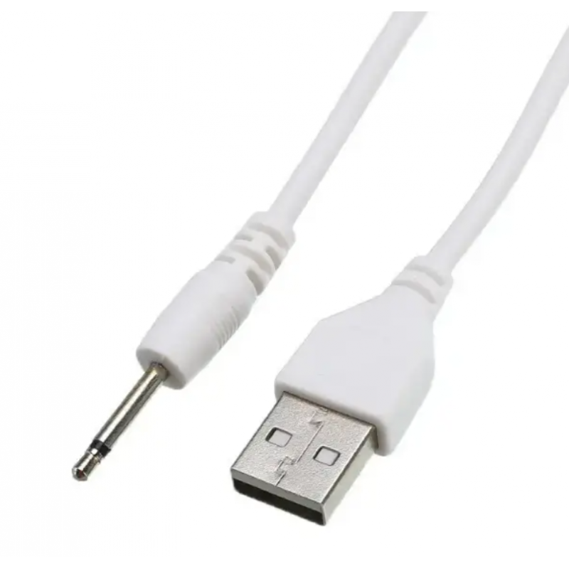 Зарядний кабель USB для вібро масажерів 2,5 мм (15 мм) / Білий