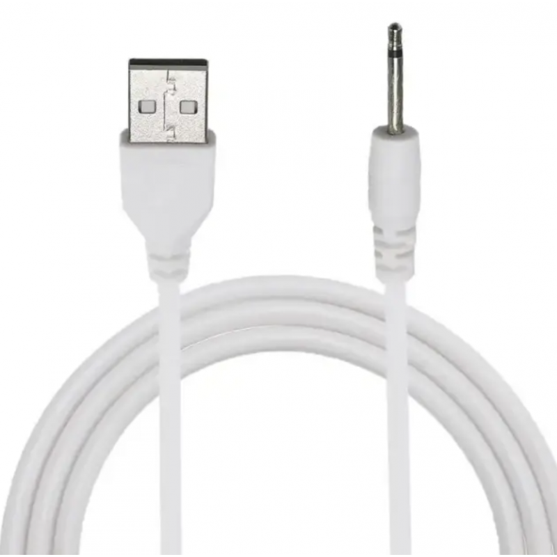 Зарядний кабель USB для вібро масажерів 2,5 мм (15 мм) / Білий