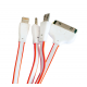 Кабель 4в1 для зарядки телефонів MicroUSB / Lightning / Iphone 3 / NOKIA (2мм) / Помаранчево білий