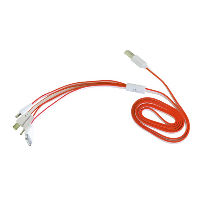 Кабель 4в1 для зарядки телефонів MicroUSB / Lightning / Iphone 3 / NOKIA (2мм) / Помаранчево білий