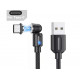 Магнітний кабель USLION 2 в 1 / Type-C - USB / 540 градусів / Круглий / 200 см. / Чорний