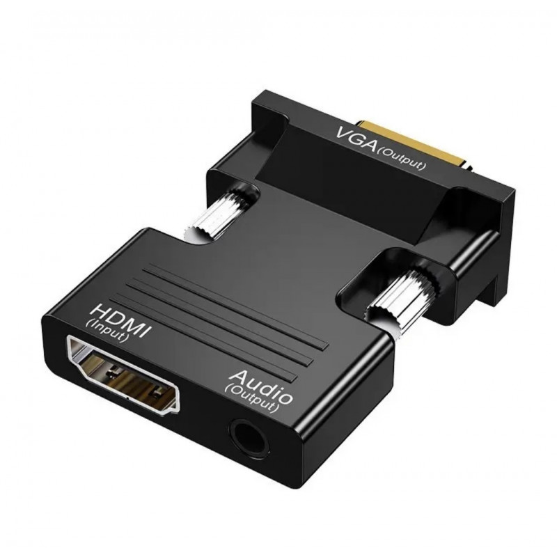 Перехідник HDMI - VGA для передачі відео і аудіо сигналу / Чорний