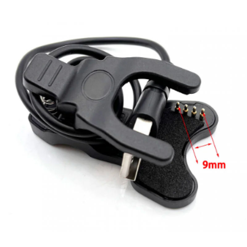 Адаптер USB кабель для смарт-часов на 4 контакты 9 мм. 30 см. / Черный