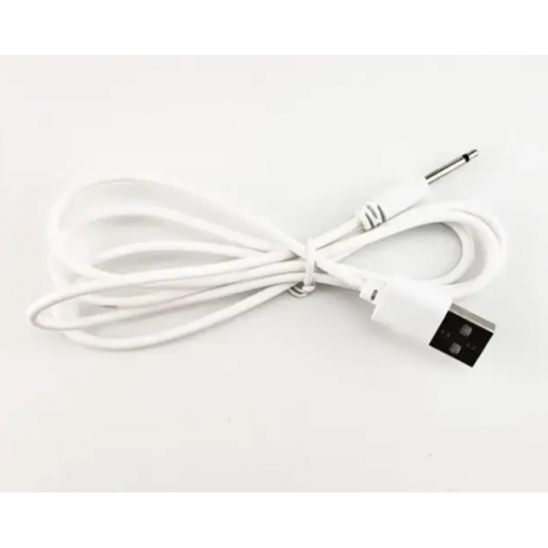 Зарядний кабель USB для вібро масажерів 2,5 мм (19 мм) / Білий