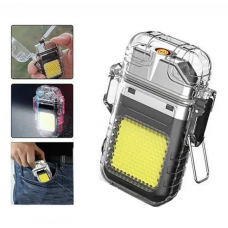 Електроімпульсна запальничка Flashlight 9258 / USB запальничка з ліхтариком / Чорна