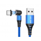 Магнітний кабель USLION 2 в 1 (Швидка зарядка 5A) / Type-C - USB / 540 градусів / Круглий / 100 см. / Синій