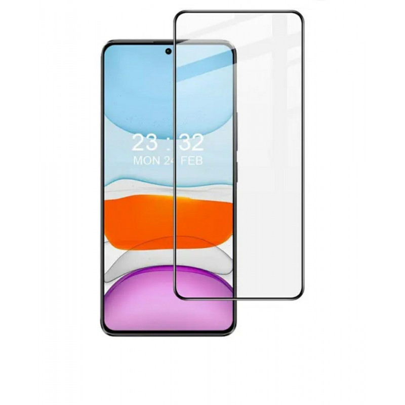 Закаленное защитное стекло на смартфон Poco X6 / Черная рамка