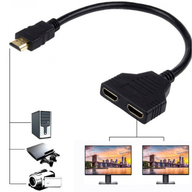 Адаптер розгалужувач HDMI на 2 HDMI (спліттер) / Комутатор / Чорний