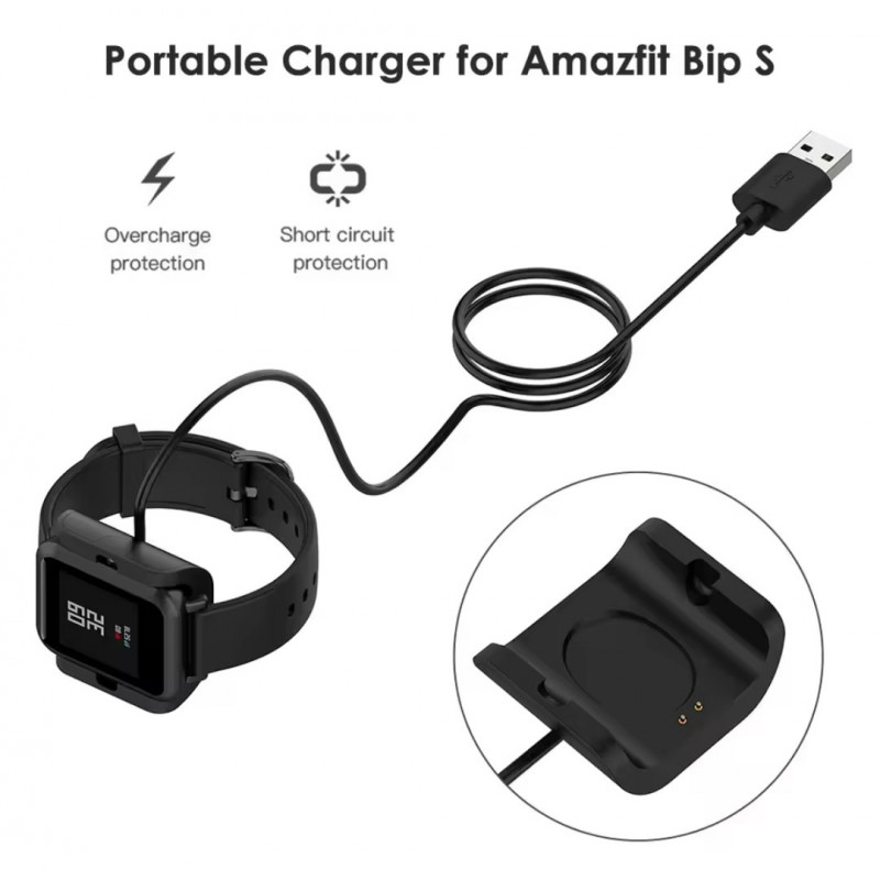 Зарядний пристрій Strain для Amazfit Bip S A1805 A1916 \ 1 метр \ Чорний