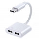 Переходник для наушников 2 в 1 Type-C Аудио+Type-C зарядка для lpad Pro, Ipad Air / Белый