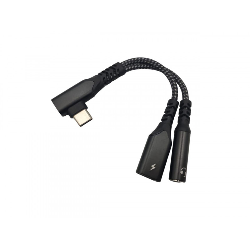 Переходник угловой 2в1 Type-C - AUX 3.5mm + Type-C для Apple Ipad Air (2024), Ipad Pro (2024) \ Быстрая зарядк