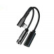 Перехідник кутовий 2в1 Type-C - AUX 3.5 mm + Type-C для смартфонів Samsung \ Швидка зарядка \ Чорний