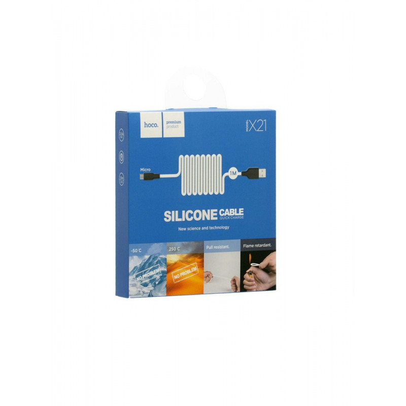 Кабель USB Hoco X21 Silicone Micro \ 1 метр \ Білий
