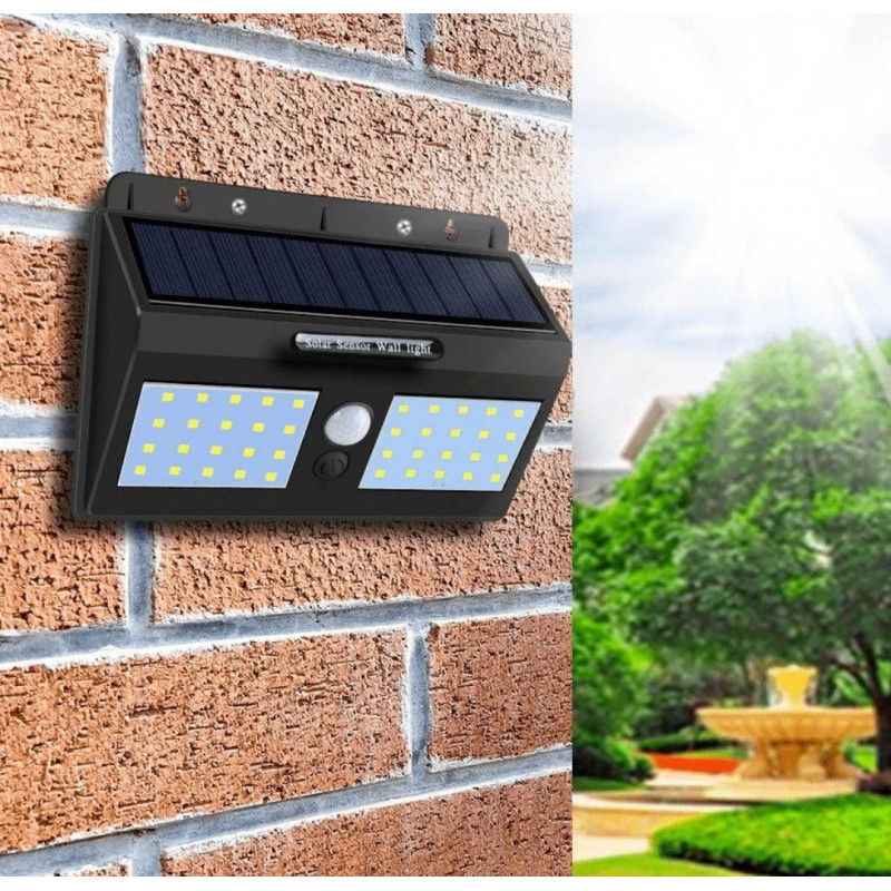 Вуличний світильник на сонячній батареї Solar 1626A + 40 діодів \ (7178) \ Чорний