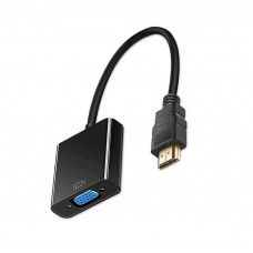 Кабель-перехідник HDMI - VGA  для передачі відео і аудіо сигналу / Активне живлення, 1080р / Чорний