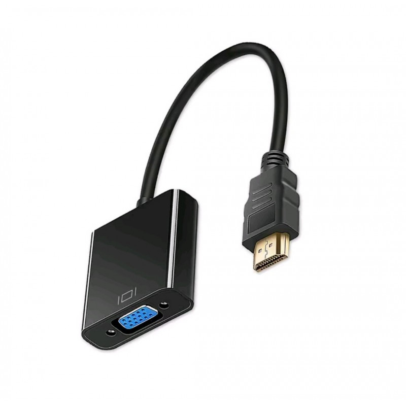 Кабель-перехідник HDMI - VGA  для передачі відео і аудіо сигналу / Активне живлення, 1080р / Чорний