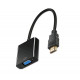 Кабель-перехідник HDMI - VGA  для передачі відео і аудіо сигналу / Активне живлення, 1080р / Чорний