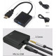 Кабель-перехідник HDMI - VGA  для передачі відео і аудіо сигналу / Активне живлення, 1080р / Чорний