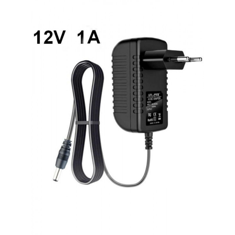 Мережевий зарядний пристрій / Зарядка / 12V 1A / AC/DC / Чорний