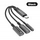 Перехідник 60W 3в1 для Samsung S25, S25+, S25Ultra \ Type-c - AUX 3.5, Type-c ( зарядка), AUX Type-c \ Чорний