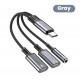 Перехідник 60W 3в1 для Google Pixel 10 Pro XL, 10 Pro, Pixel1010 \ Type-c - AUX 3.5, Type-c ( зарядка), AUX Type-c \ Чорно-сірий